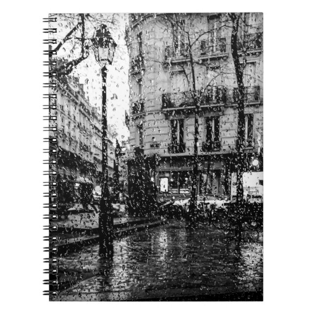 Rainy Day in Paris | Black and White Notebook (Front)