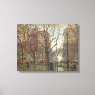 Rainy Day, Madison Square, New York, Paul Cornoyer Canvas Print