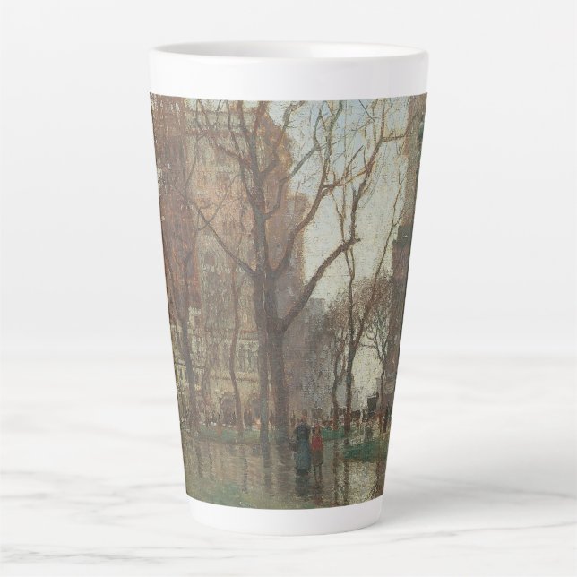 Rainy Day, Madison Square, New York, Paul Cornoyer Latte Mug (Front)