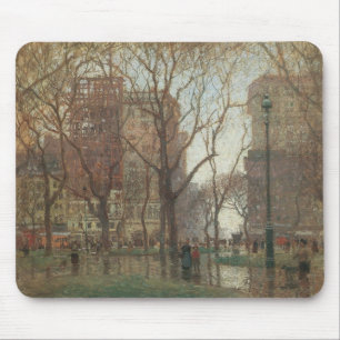 Rainy Day, Madison Square, New York, Paul Cornoyer Mouse Mat