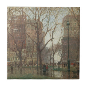 Rainy Day, Madison Square, New York, Paul Cornoyer Tile