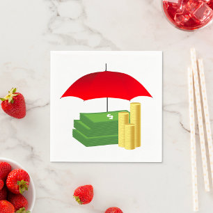 Rainy Day Money Coins And Notes Paper Napkins