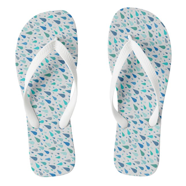 Rainy day pattern with blue raindrops flip flops (Footbed)