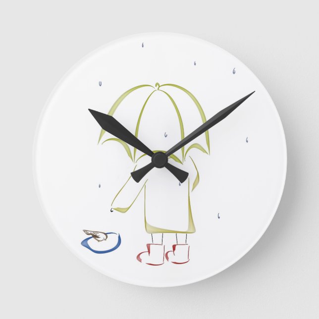 Rainy day puddle round clock (Front)
