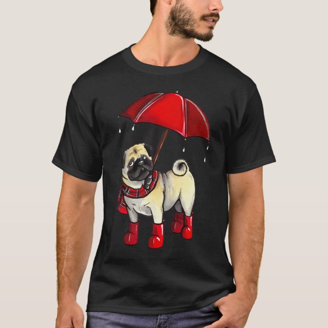 Rainy day Pug T-Shirt (Front)