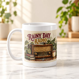 Rainy Day Radio Vintage Woodcut Mug