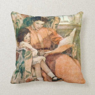 Rainy Day Reading Jessie Willcox Smith Fine Art Cushion