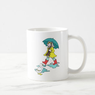 Rainy Day Red Galoshes with Duck & Umbrella Coffee Mug