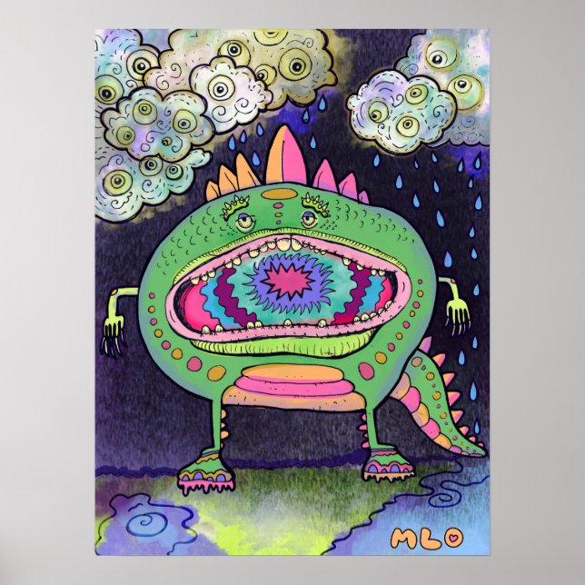 Rainy Day Sneakers Monster Poster (Front)