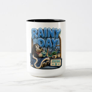 Rainy Day Staying In Funny Cosy Two-Tone Coffee Mug