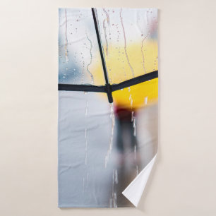 Rainy day umbrella walk rain bath towel