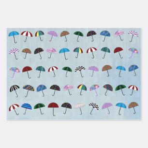 Rainy Day Umbrellas Wrapping Paper Sheets