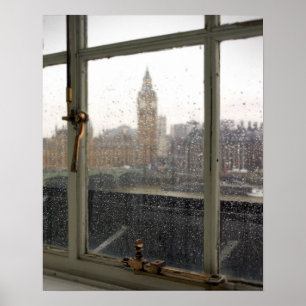 Rainy Day View on Big Ben - London Poster