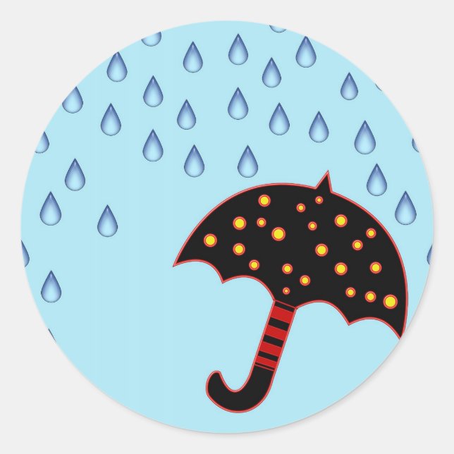 rainy day with umbrella classic round sticker (Front)
