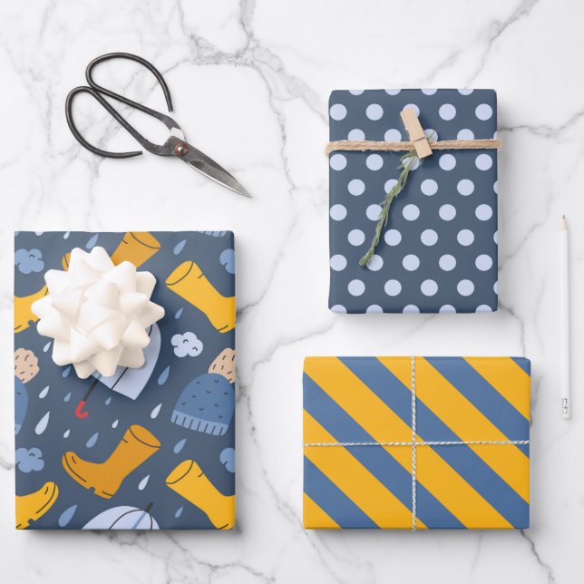 Rainy Day Wrapping Paper Set (Front)