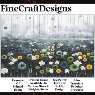 Rainy Day Yellow & White Lily Pond S3 Decoupage Tissue Paper