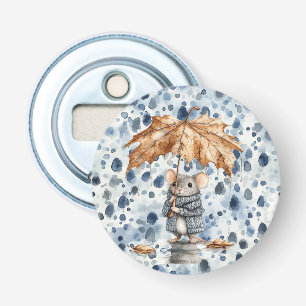 Rainy Days Blue Mouse Leaf Umbrella Bottle Opener