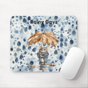 Rainy Days Blue Mouse Leaf Umbrella Mat