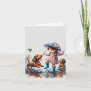 Rainy Days Dachshund (downloadable)  Card
