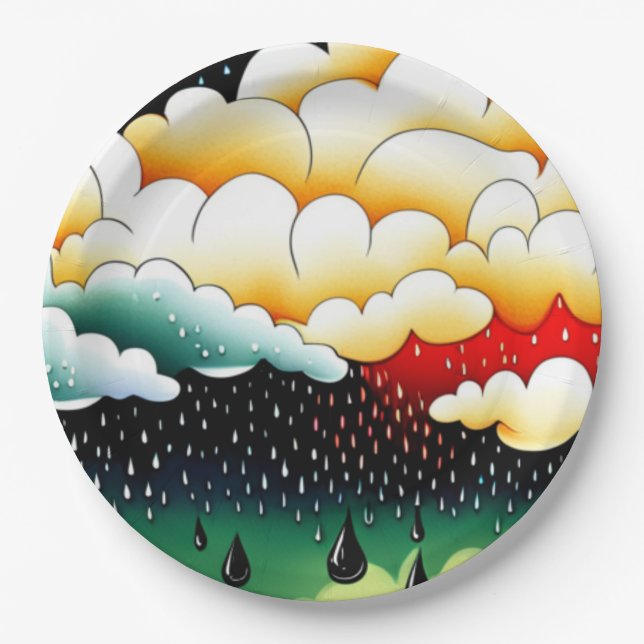 Rainy Days Paper Plate (Front)