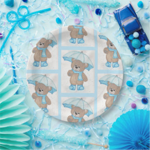 Rainy Daze Teddy Bear Paper Plate