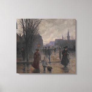 Rainy Evening on Hennepin Avenue, c.1902 Canvas Print