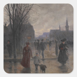 Rainy Evening on Hennepin Avenue, c.1902 Square Sticker