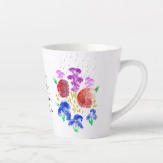 Rainy Flower Garden in Bright Colours Small Latte Latte Mug