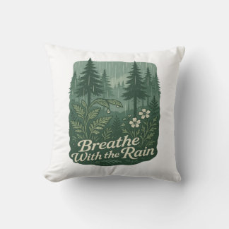 Rainy Forest Calm – Breathe With the Rain Art Cushion