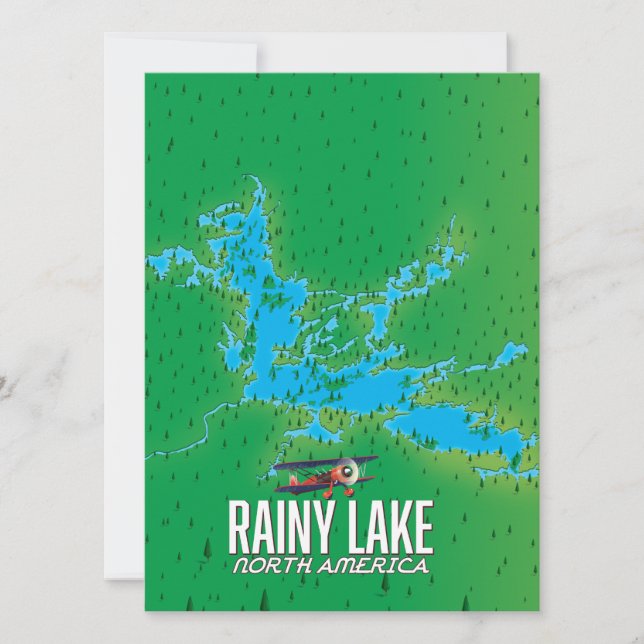 Rainy Lake North american lake map (Front)