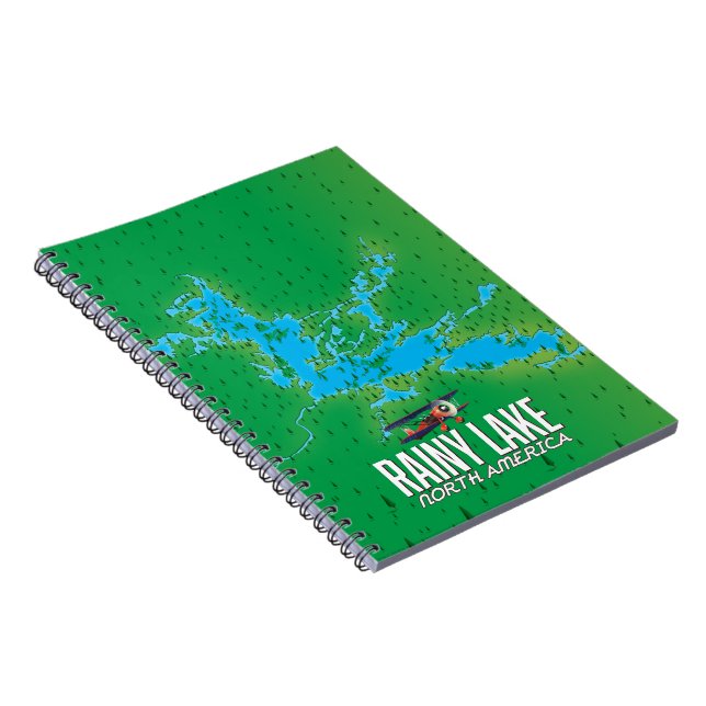 Rainy Lake North american lake map Notebook (Right Side)