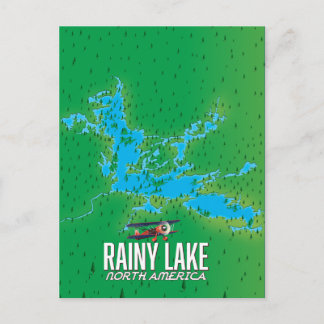 Rainy Lake North american lake map Postcard