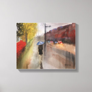 RAINY PARIS WATERCOLOR CANVAS PRINT