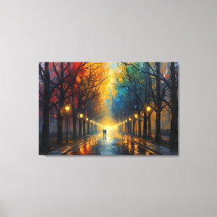 Rainy Park Walk Canvas Art   Home Wall Art   