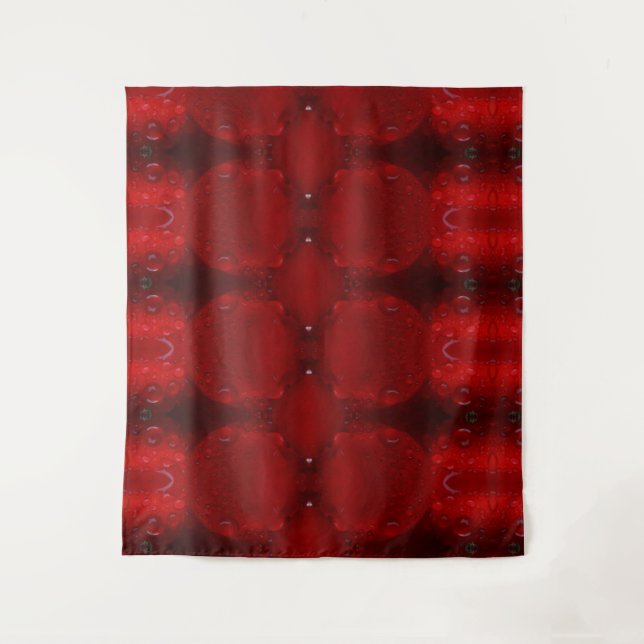 Rainy Red Dianthus Ikat 6 Tapestry (Front)