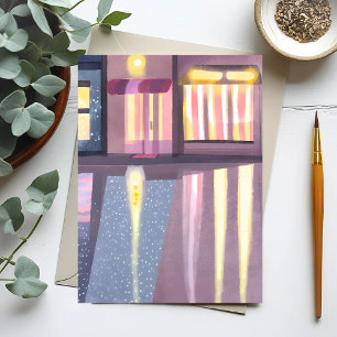 Rainy Reflections Lofi Contemporary Watercolor Postcard