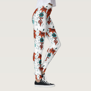 Rainy Reflections – Terracotta & Teal Traditional Leggings