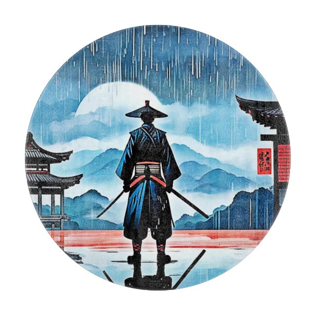 Rainy Samurai: Silent Vigil Cutting Board (Front)