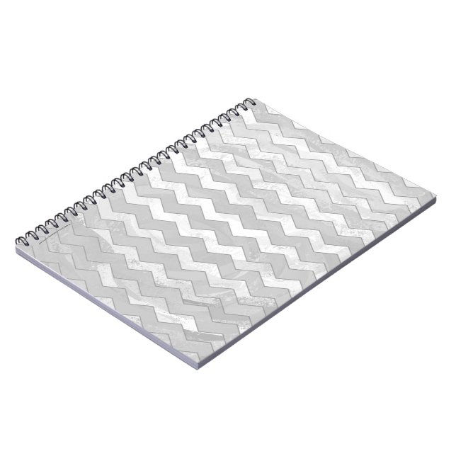 Rainy Sky Gray Chevron Pattern Notebook (Left Side)