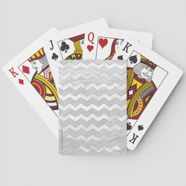 Rainy Sky Gray Chevron Pattern Playing Cards (Back)