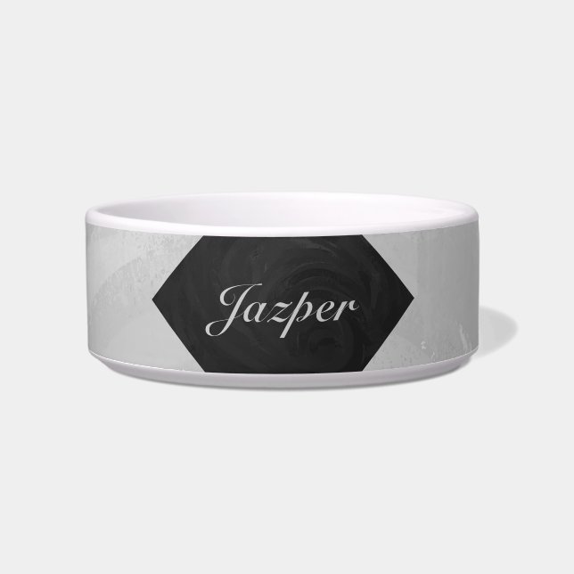 Rainy Sky Grey and Black Monogram Bowl (Front)
