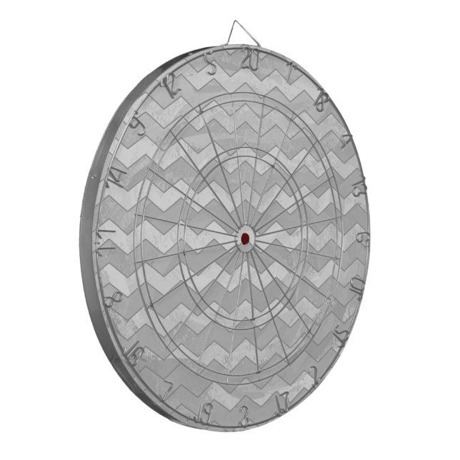 Rainy Sky Grey Chevron Pattern Dartboard (Front Left)