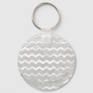 Rainy Sky Grey Chevron Pattern Key Ring