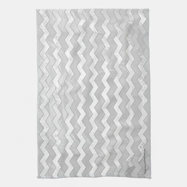Rainy Sky Grey Chevron Pattern Tea Towel (Vertical)