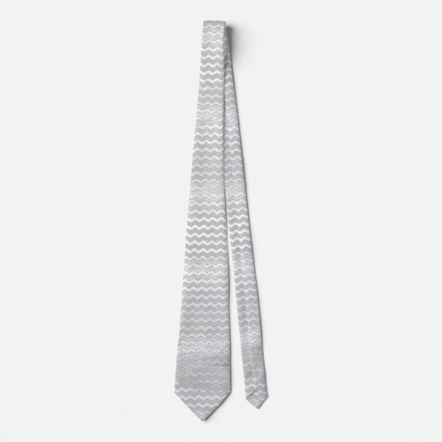 Rainy Sky Grey Chevron Pattern Tie (Front)
