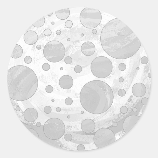 Rainy Sky Grey Polka Dots Classic Round Sticker (Front)