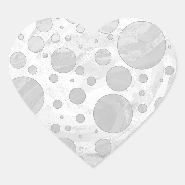 Rainy Sky Grey Polka Dots Heart Sticker (Front)