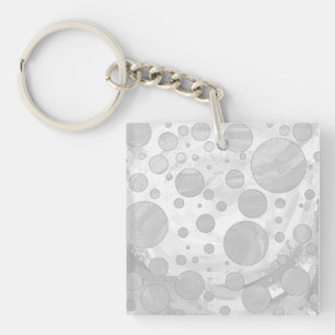 Rainy Sky Grey Polka Dots Key Ring