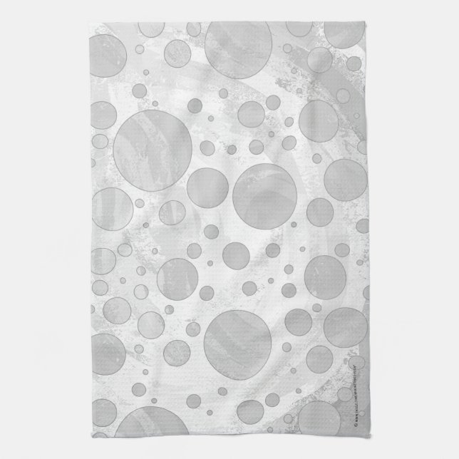 Rainy Sky Grey Polka Dots Tea Towel (Vertical)