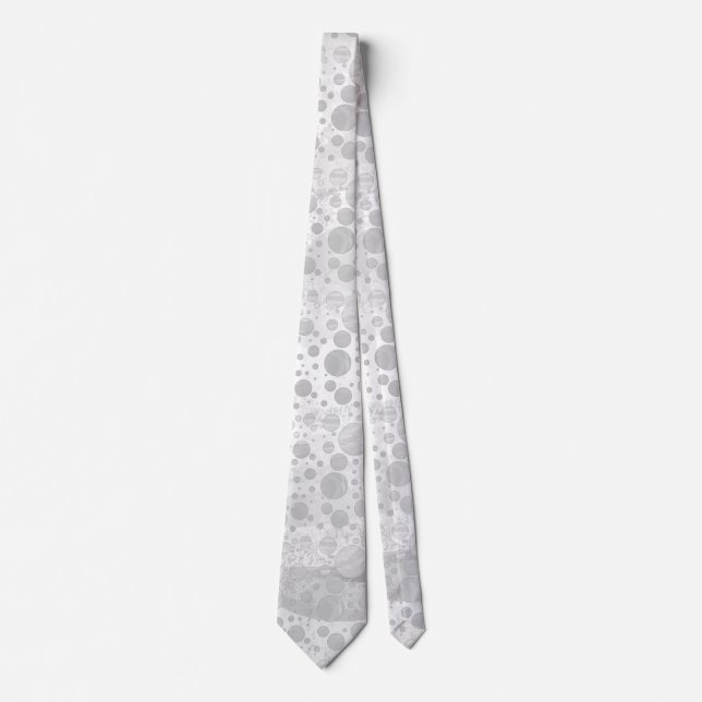 Rainy Sky Grey Polka Dots Tie (Front)